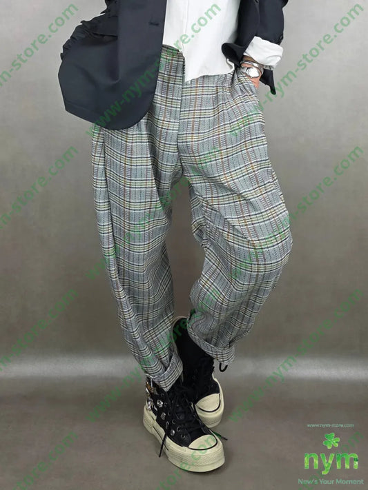 pantalone madras dettaglio imbuto 60pl30ny20co U / OLIO / PE26 PANTALONE