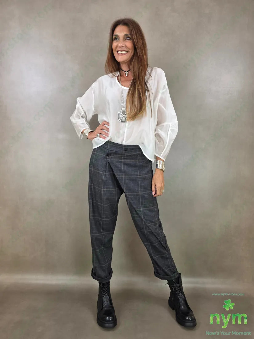 pantalone madras due bottoni 63pl34vi3ea - U / ANTRACITE / AI26 - PANTALONE