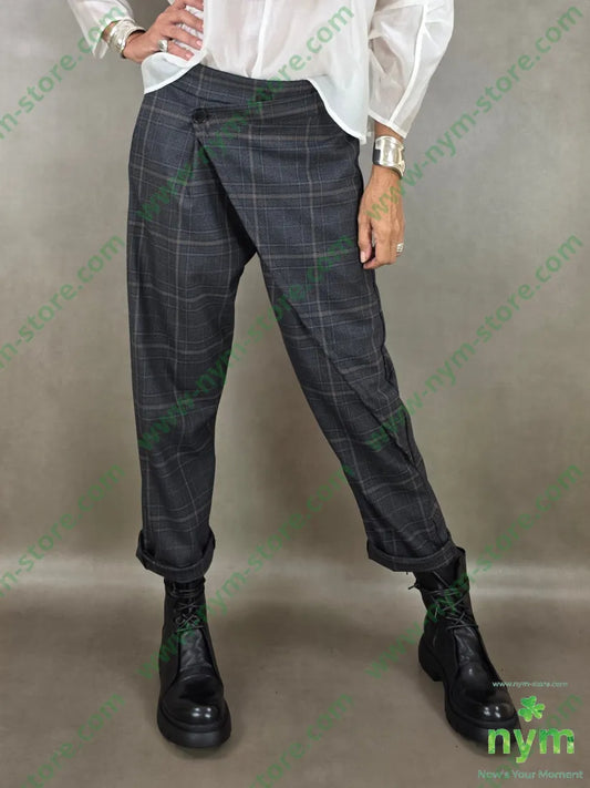 pantalone madras due bottoni 63pl34vi3ea - U / ANTRACITE / AI26 - PANTALONE