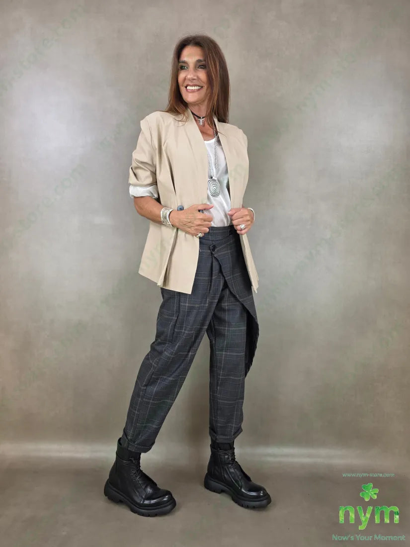 pantalone madras due bottoni 63pl34vi3ea - U / ANTRACITE / AI26 - PANTALONE