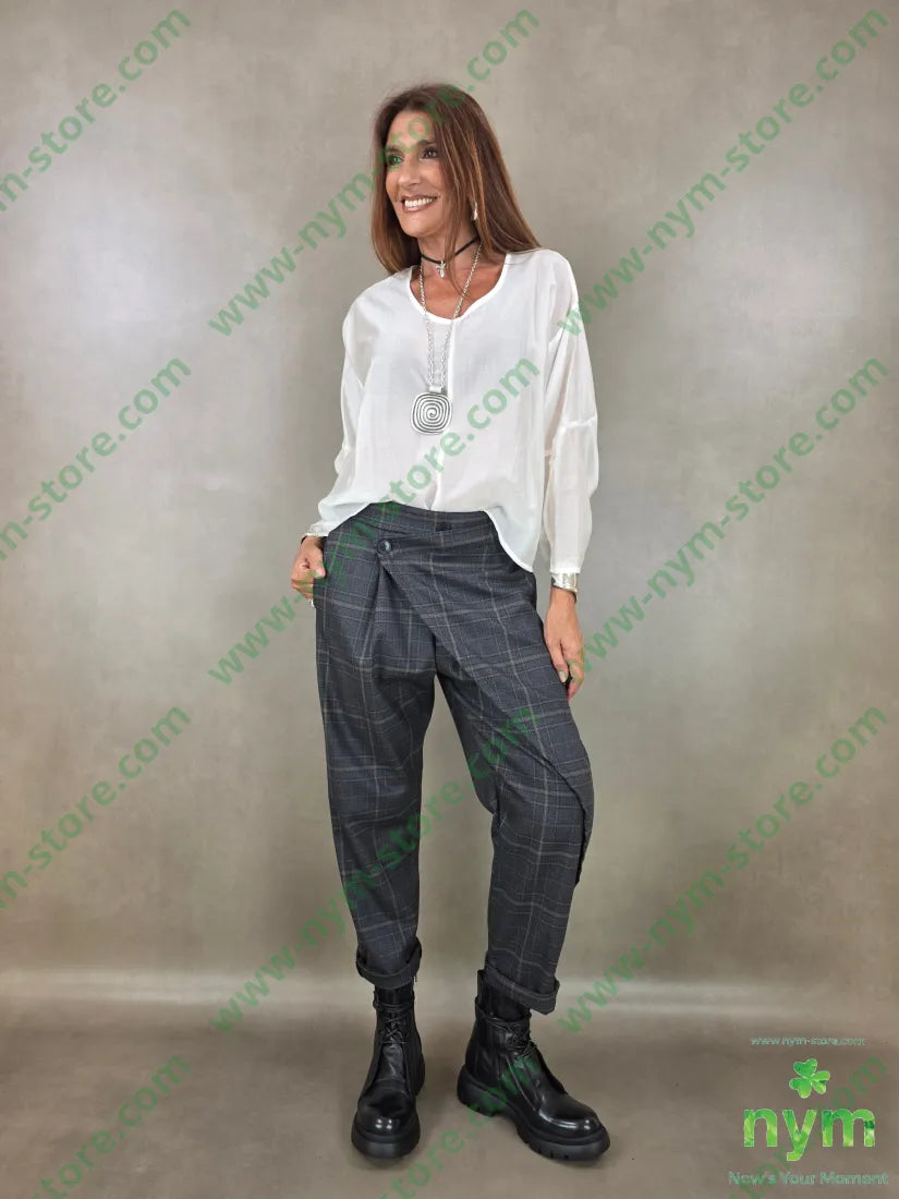 pantalone madras due bottoni 63pl34vi3ea - U / ANTRACITE / AI26 - PANTALONE