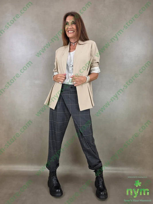 pantalone madras due bottoni 63pl34vi3ea - U / ANTRACITE / AI26 - PANTALONE