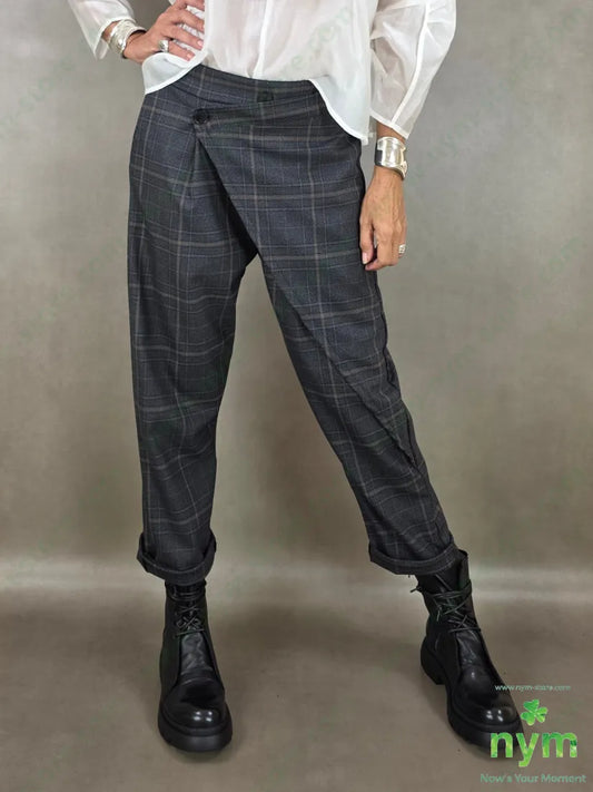 pantalone madras due bottoni 63pl34vi3ea - U / ANTRACITE / AI26 - PANTALONE