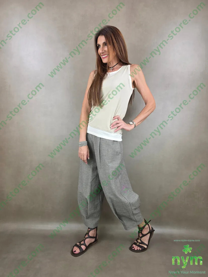 pantalone melange due pinces fondo 40co51pl9li - U / FANGO C. / PE26 - PANTALONE