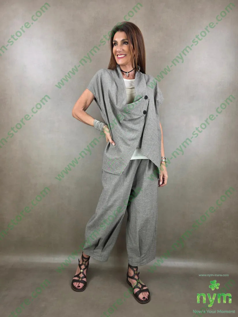 pantalone melange due pinces fondo 40co51pl9li - U / FANGO C. / PE26 - PANTALONE