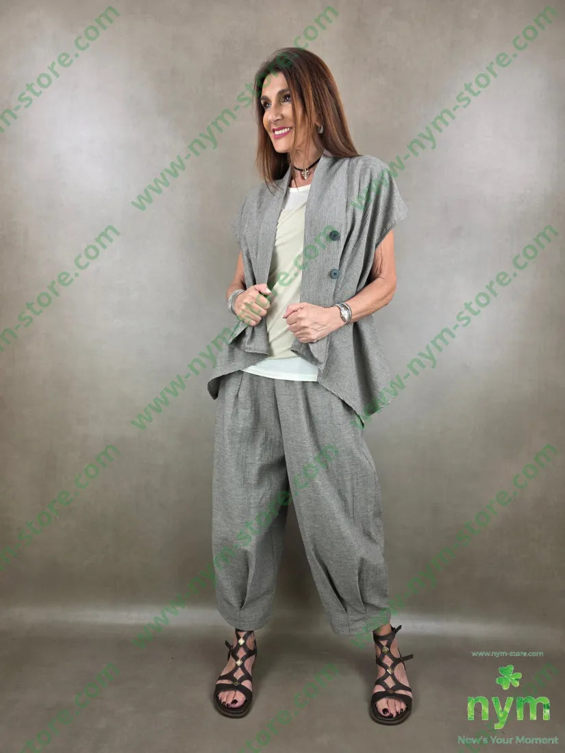 pantalone melange due pinces fondo 40co51pl9li - U / FANGO C. / PE26 - PANTALONE