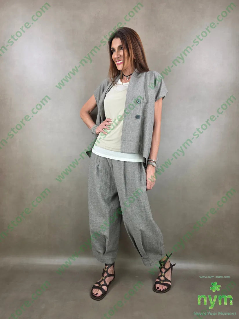 pantalone melange due pinces fondo 40co51pl9li - U / FANGO C. / PE26 - PANTALONE