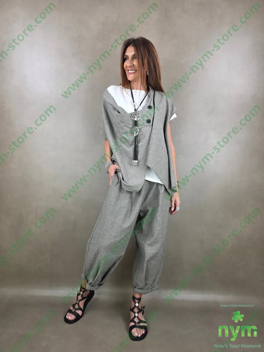 pantalone melange due pinces fondo 40co51pl9li - U / FANGO C. / PE26 - PANTALONE