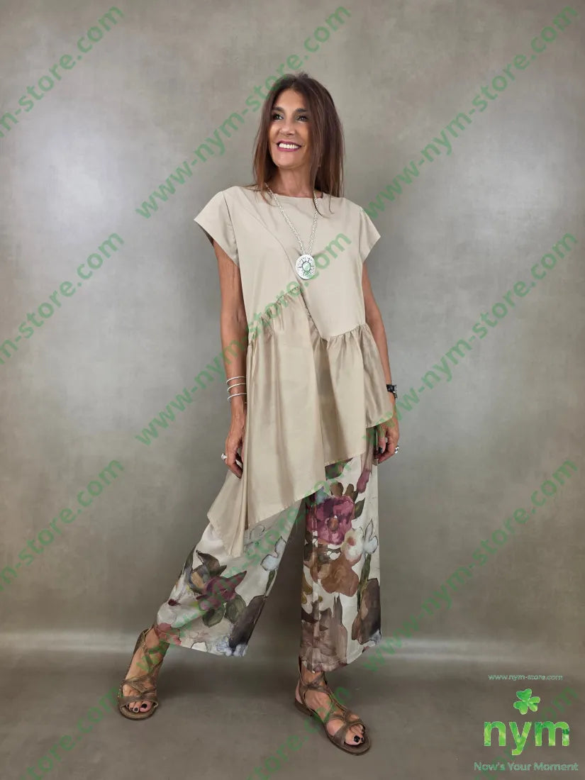 pantalone misto seta a fiori 70vi30se - U / CAMMELLO / PE26 - PANTALONE