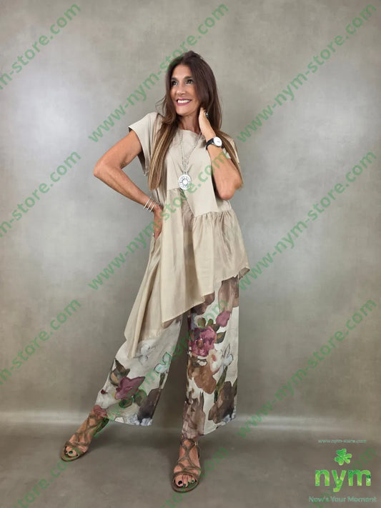 pantalone misto seta a fiori 70vi30se - U / CAMMELLO / PE26 - PANTALONE