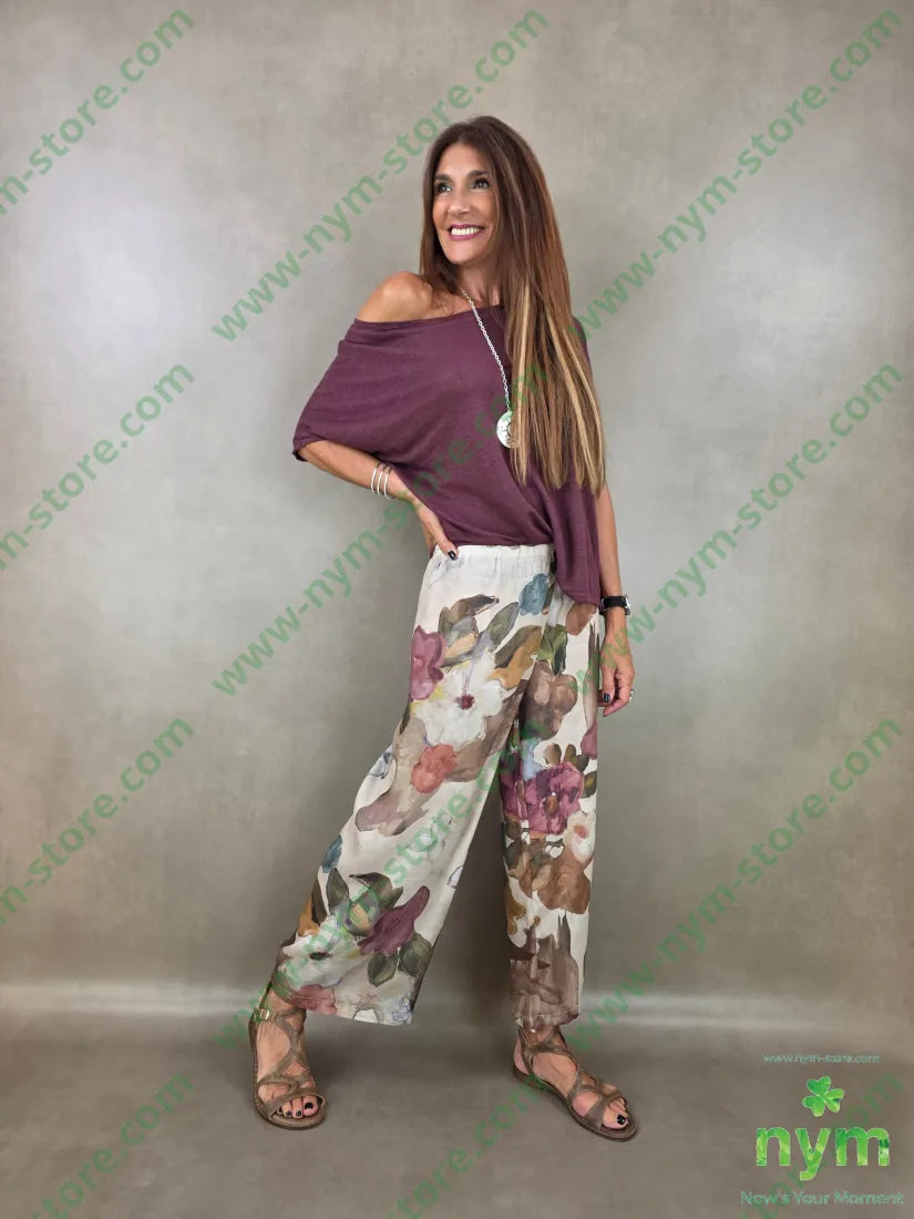 pantalone misto seta a fiori 70vi30se - U / CAMMELLO / PE26 - PANTALONE
