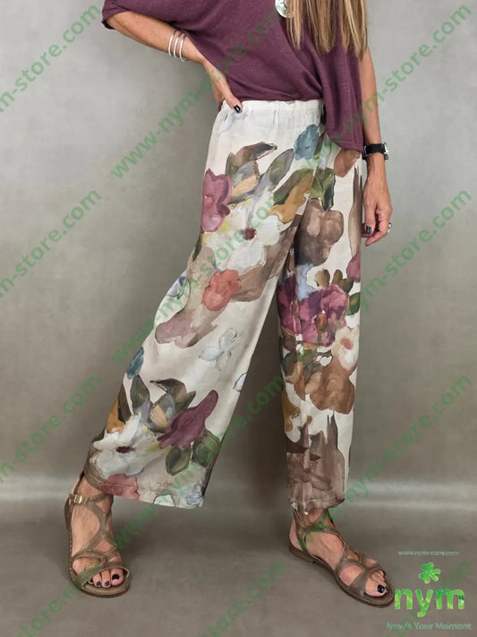 pantalone misto seta a fiori 70vi30se - U / CAMMELLO / PE26 - PANTALONE