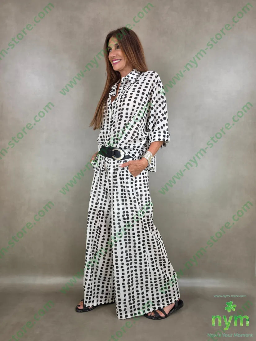 pantalone mussola con stampa 100co - U / NERO / PE26 - PANTALONE