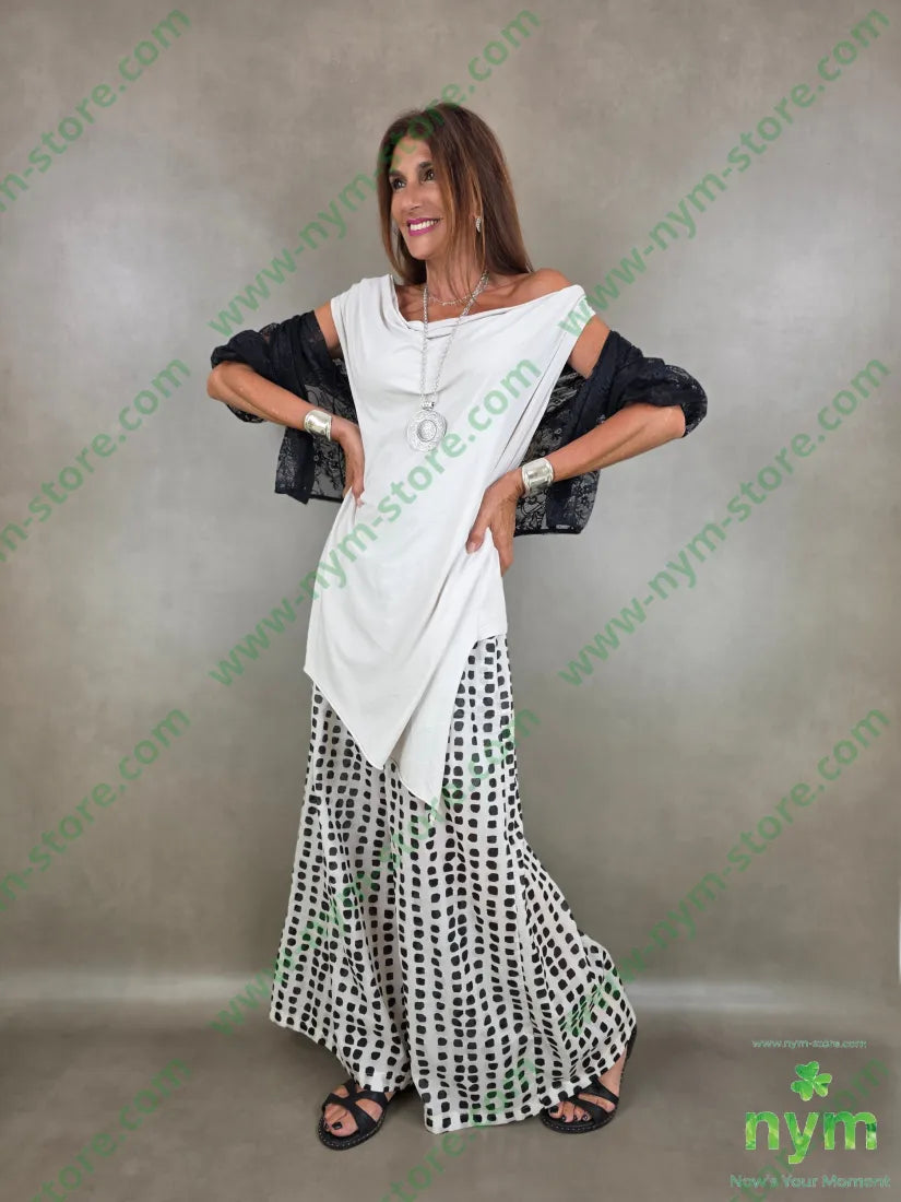 pantalone mussola con stampa 100co - U / NERO / PE26 - PANTALONE