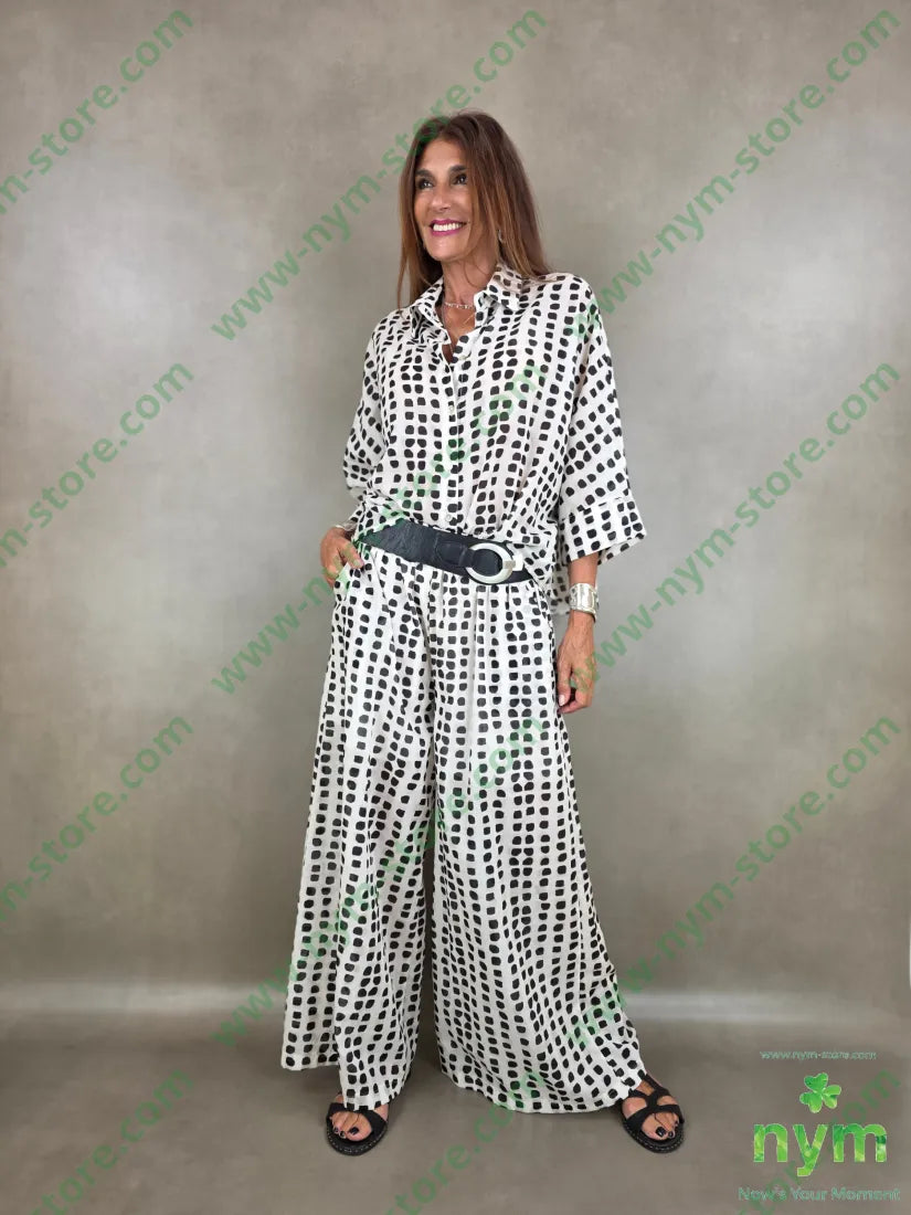 pantalone mussola con stampa 100co - U / NERO / PE26 - PANTALONE