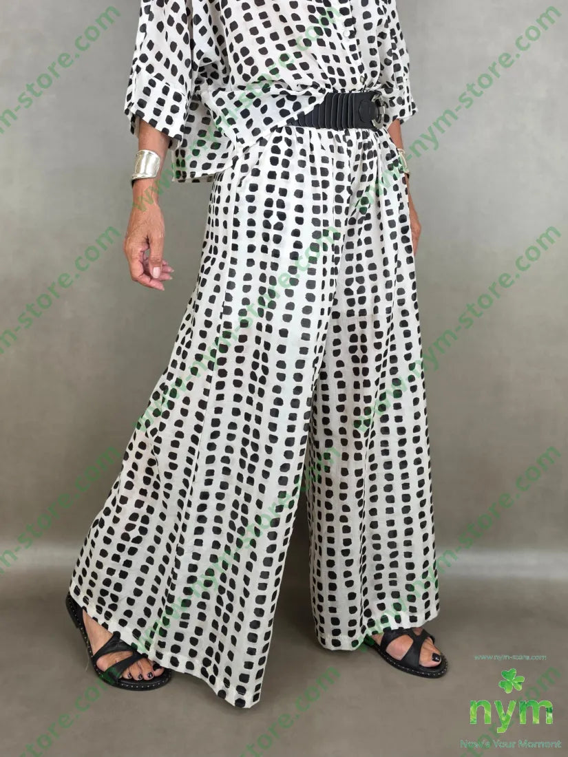 pantalone mussola con stampa 100co - U / NERO / PE26 - PANTALONE