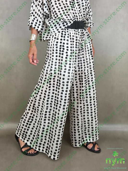 pantalone mussola con stampa 100co - U / NERO / PE26 - PANTALONE