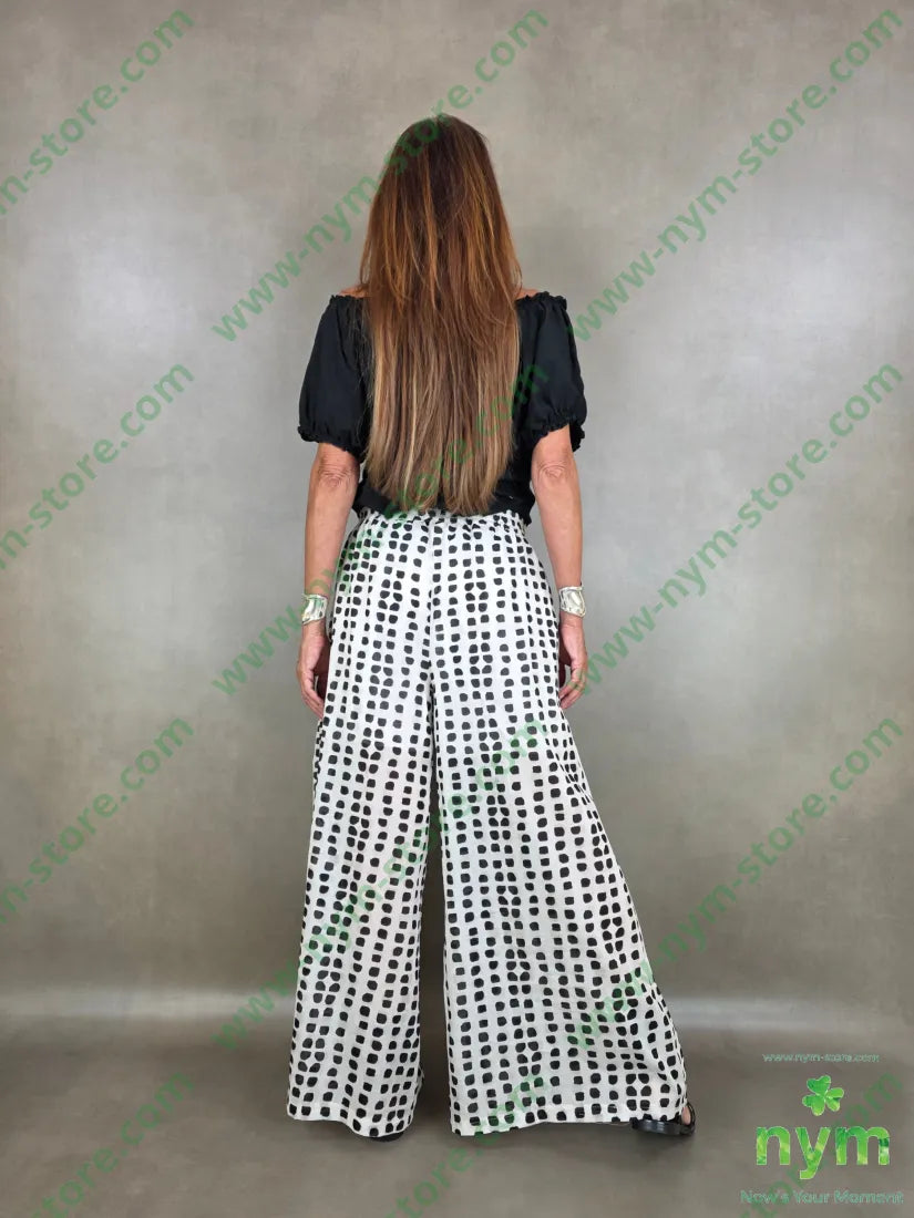 pantalone mussola con stampa 100co - U / NERO / PE26 - PANTALONE