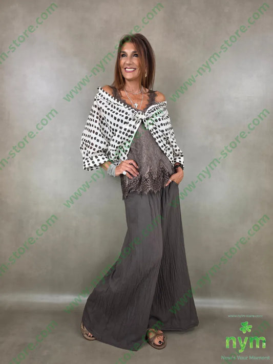pantalone mussola di cotone palazzo 100co - PANTALONE