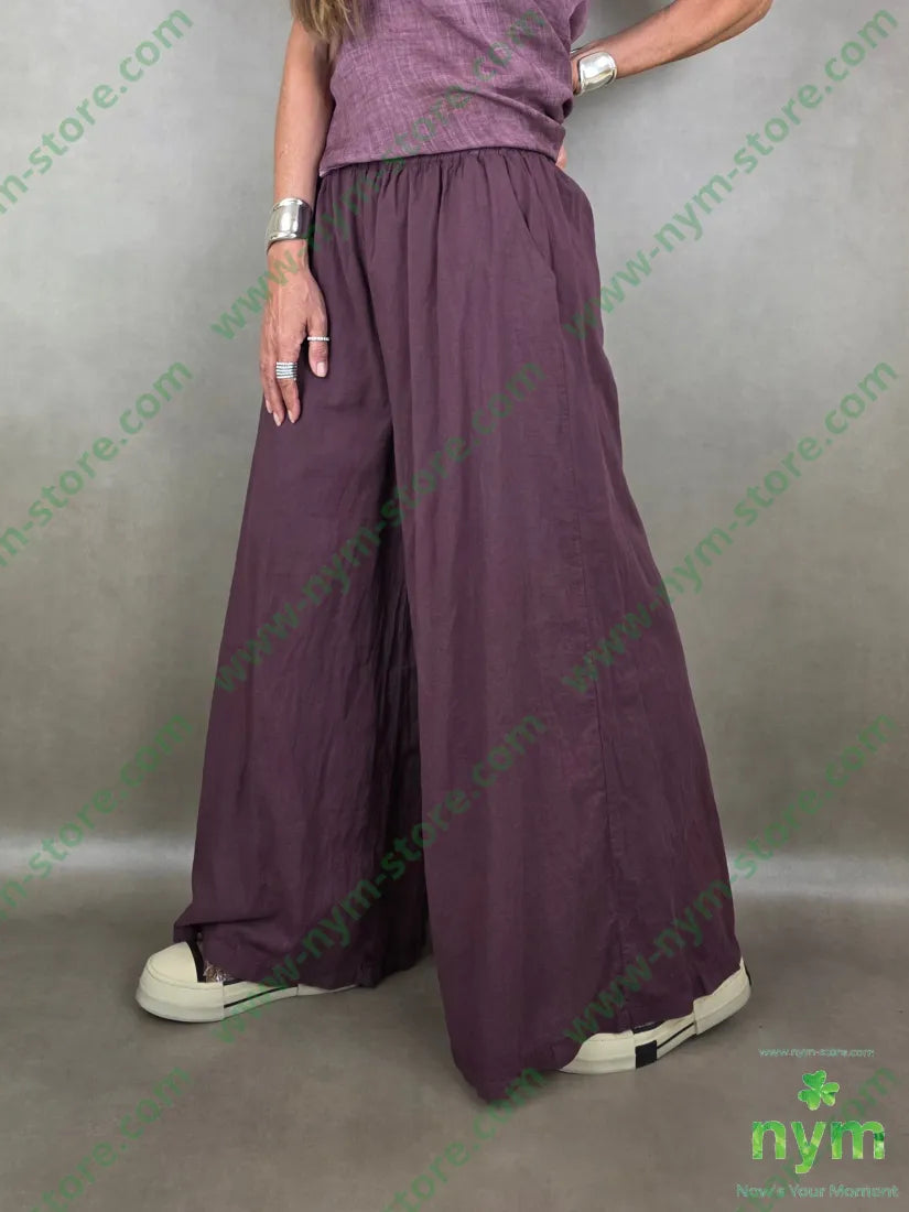 pantalone mussola di cotone palazzo 100co - U / BORDO / PE26 - PANTALONE