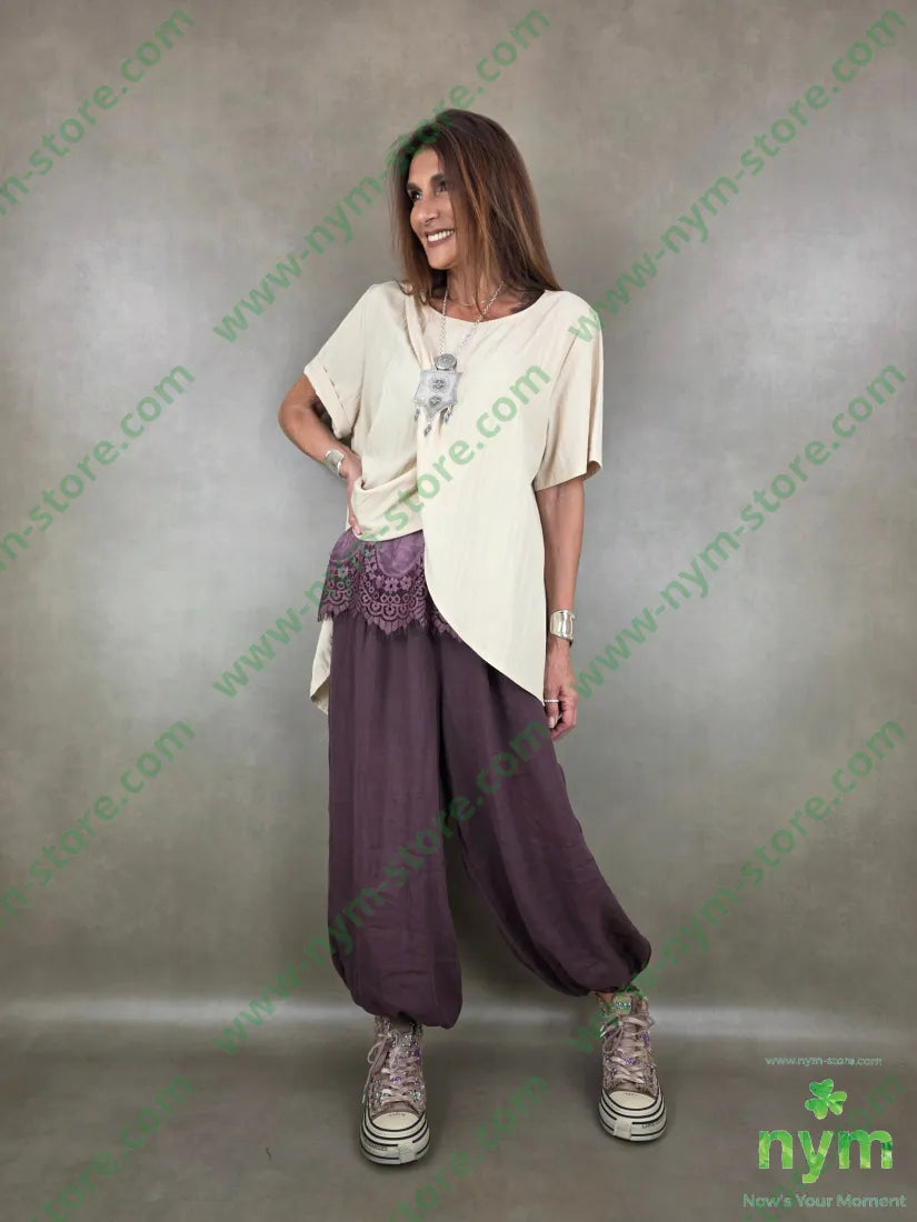 pantalone mussola ela fondo 54ly46vi - PANTALONE