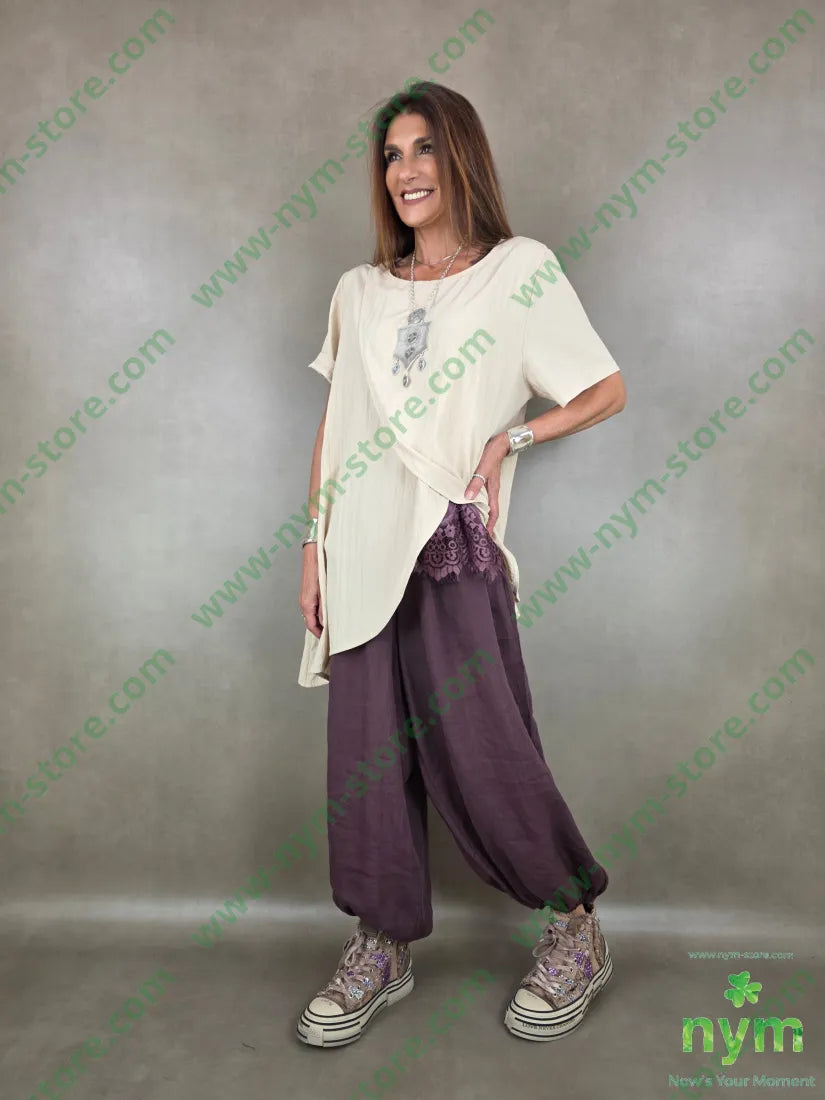 pantalone mussola ela fondo 54ly46vi - PANTALONE