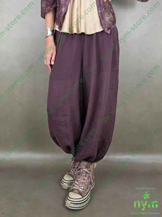 pantalone mussola ela fondo 54ly46vi - U / BORDO / PE26 - PANTALONE