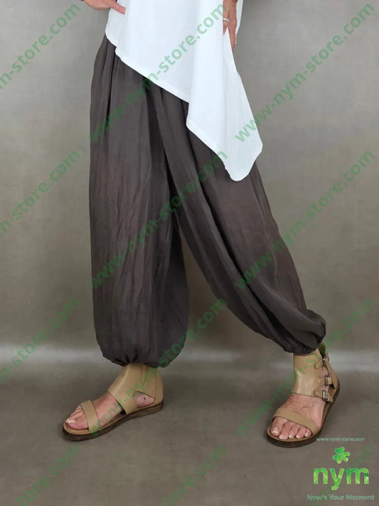 pantalone mussola ela fondo 54ly46vi - U / MARRONE / PE26 - PANTALONE