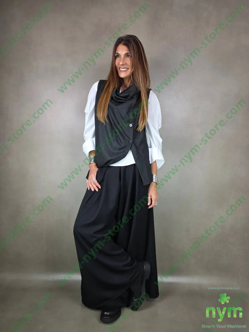 pantalone palazzo a gonna 77pl17vi6ea U / NERO / AI25 PANTALONE