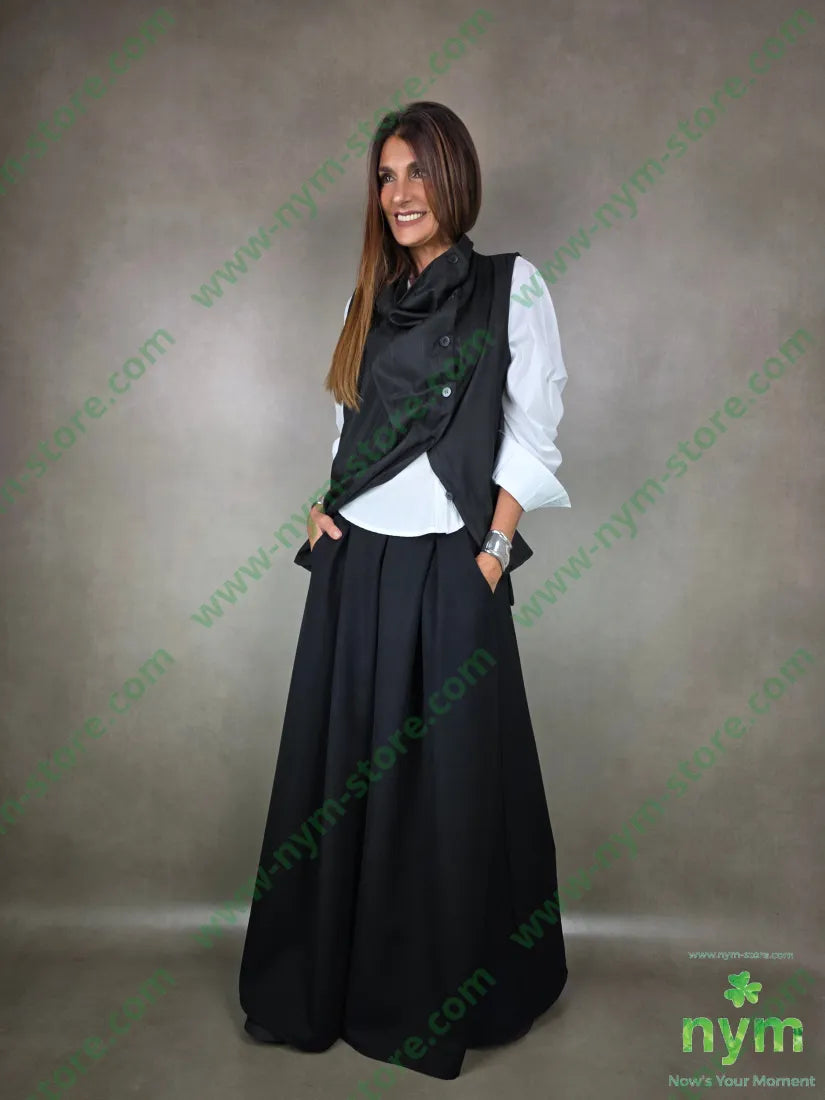 pantalone palazzo a gonna 77pl17vi6ea U / NERO / AI25 PANTALONE