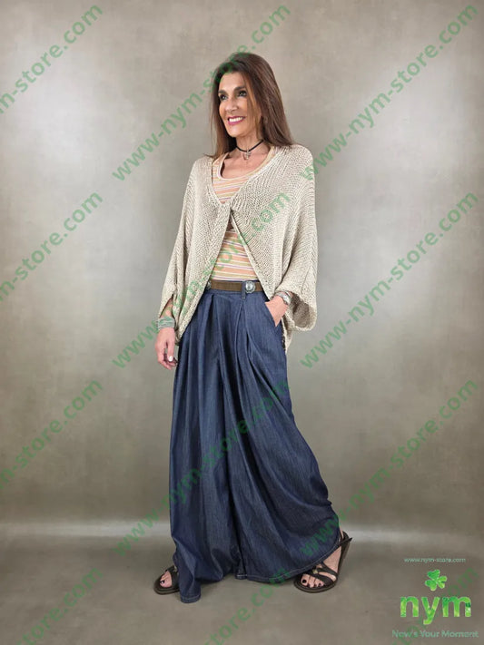 pantalone palazzo chambray pinces 79co28pa2ea - U / DENIM / PE26 - PANTALONE