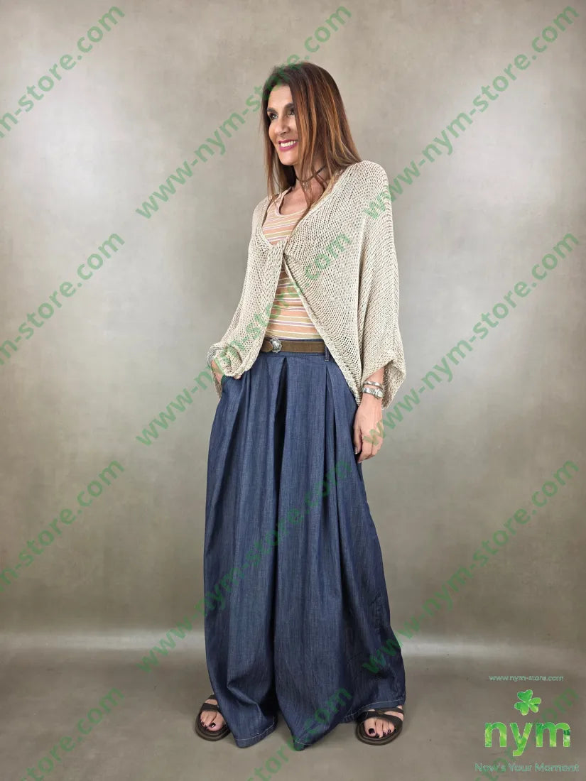 pantalone palazzo chambray pinces 79co28pa2ea - U / DENIM / PE26 - PANTALONE