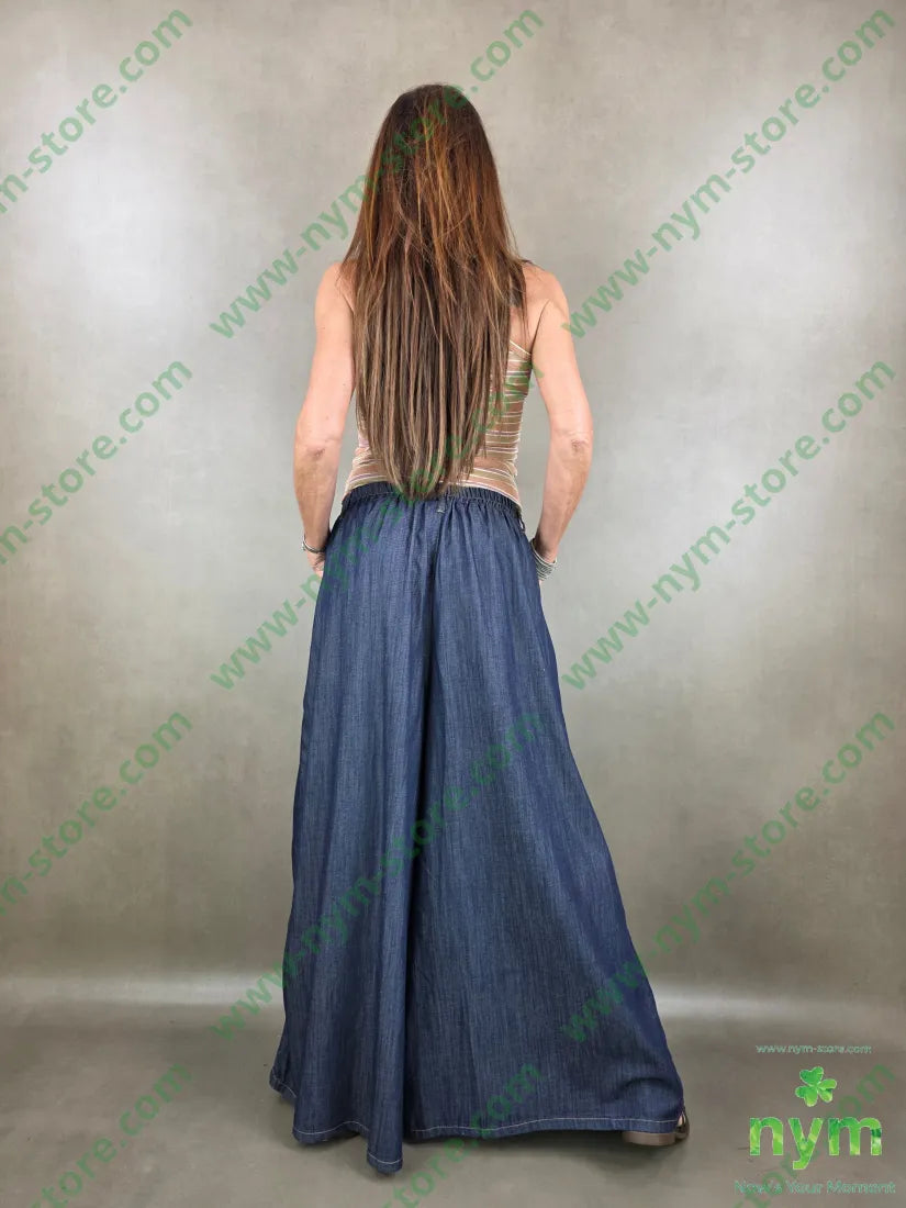 pantalone palazzo chambray pinces 79co28pa2ea - U / DENIM / PE26 - PANTALONE