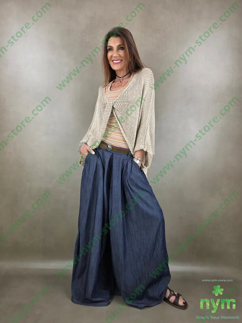 pantalone palazzo chambray pinces 79co28pa2ea - U / DENIM / PE26 - PANTALONE