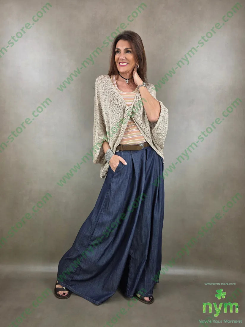 pantalone palazzo chambray pinces 79co28pa2ea - U / DENIM / PE26 - PANTALONE