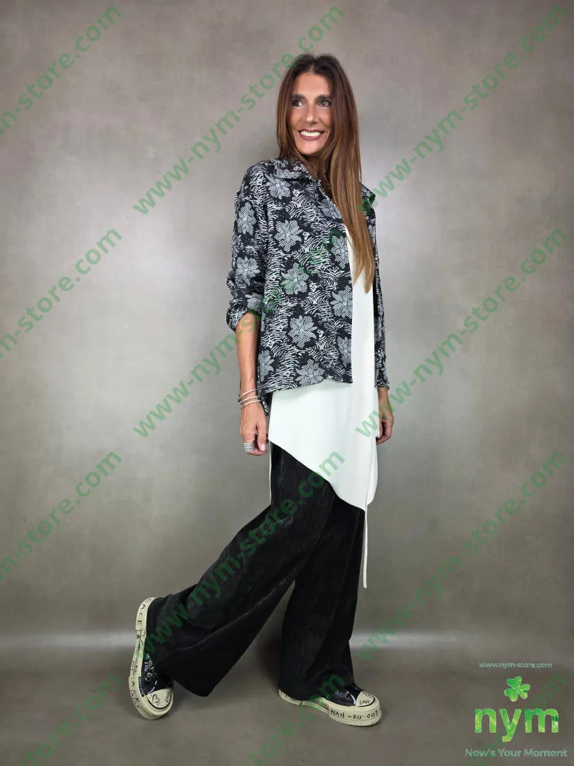 pantalone palazzo ciniglia 98pl2ea U / NERO / AI25 PANTALONE