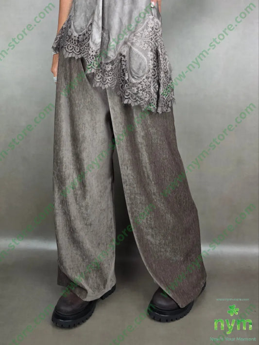 pantalone palazzo ciniglia 98pl2ea U / FANGO C. / AI25 PANTALONE