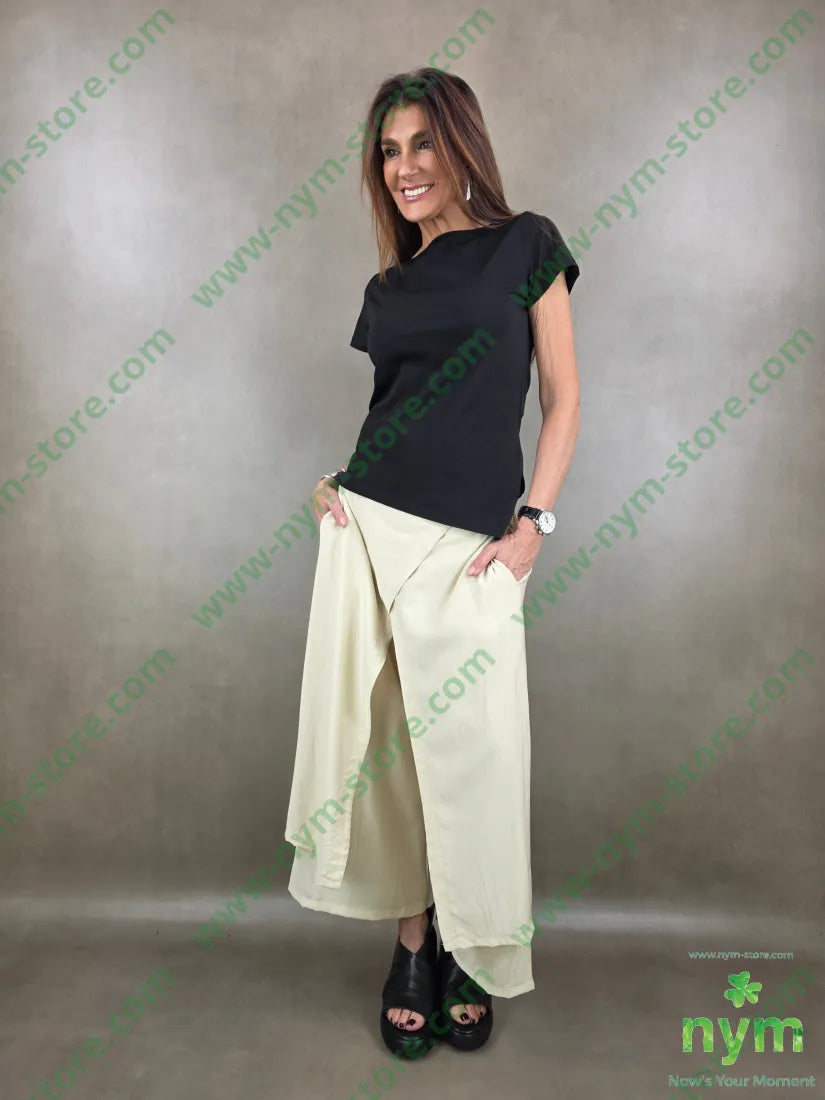pantalone palazzo incrociato 84vi16pl - U / BURRO / PE26 - PANTALONE