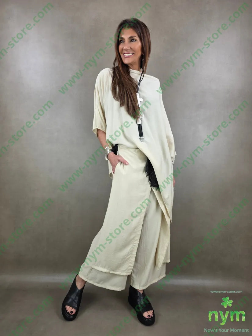 pantalone palazzo incrociato 84vi16pl - U / BURRO / PE26 - PANTALONE