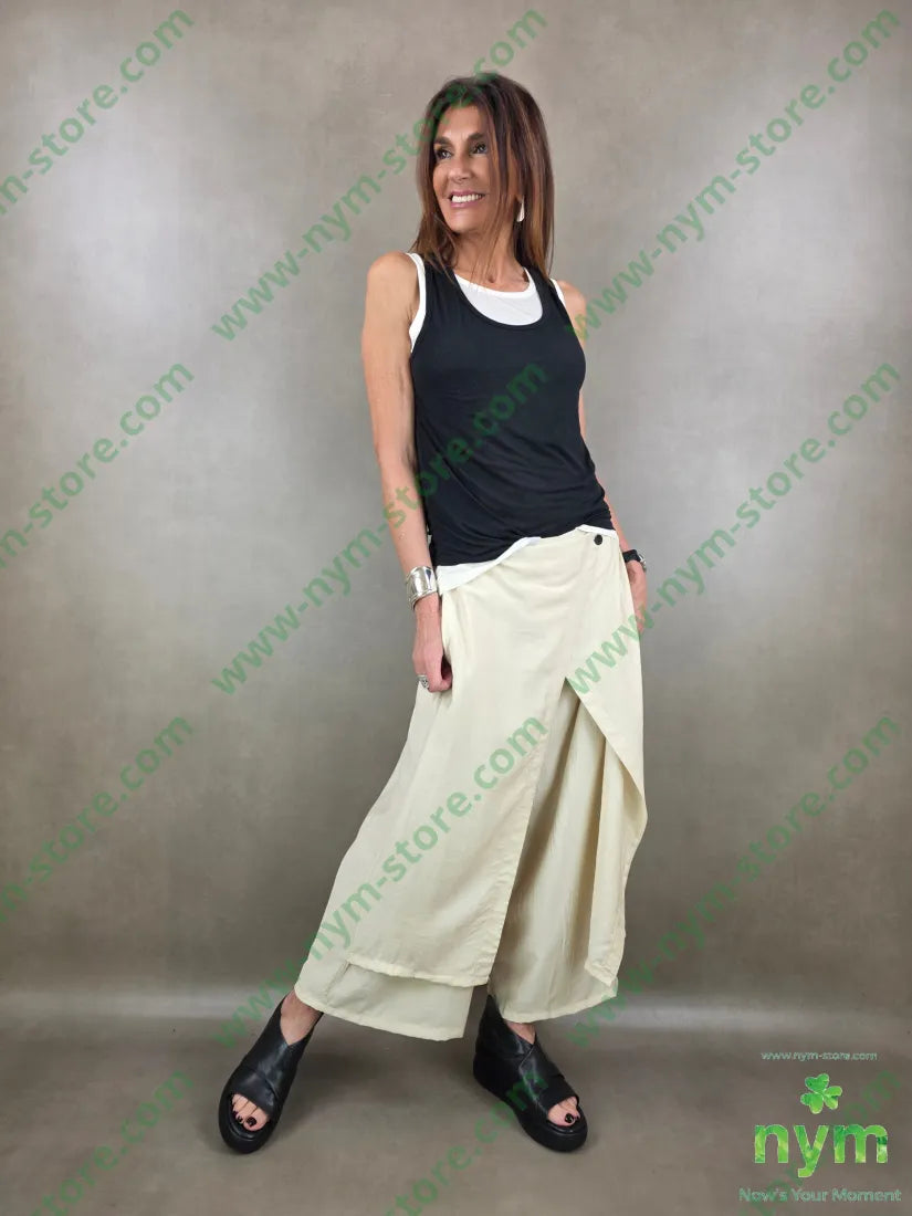pantalone palazzo incrociato 84vi16pl - U / BURRO / PE26 - PANTALONE