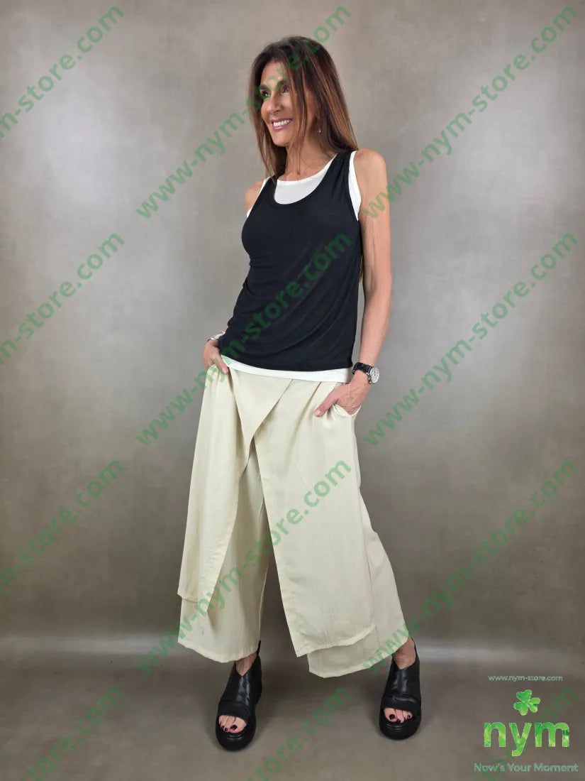 pantalone palazzo incrociato 84vi16pl - U / BURRO / PE26 - PANTALONE