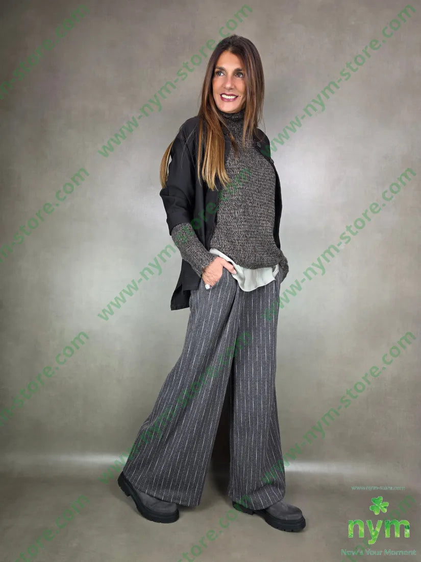 pantalone palazzo tratteggiato 95pc5ea PANTALONE