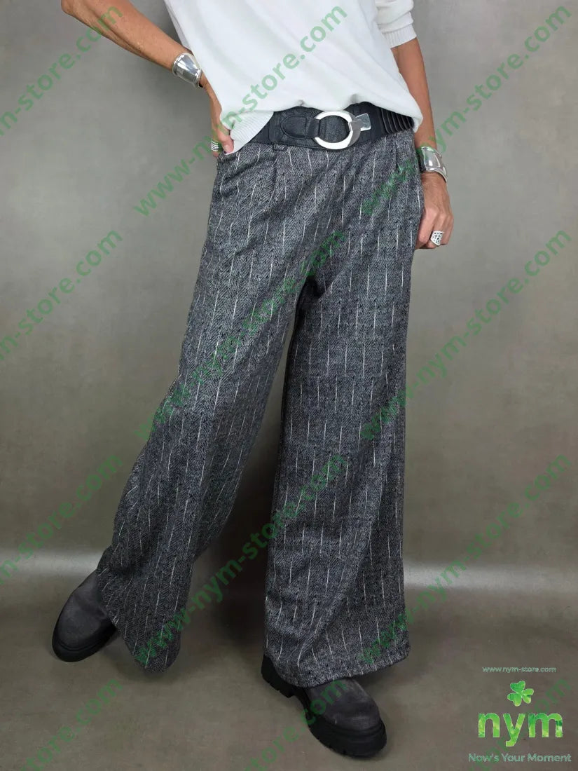 pantalone palazzo tratteggiato 95pc5ea U / GRIGIO C. / AI25 PANTALONE