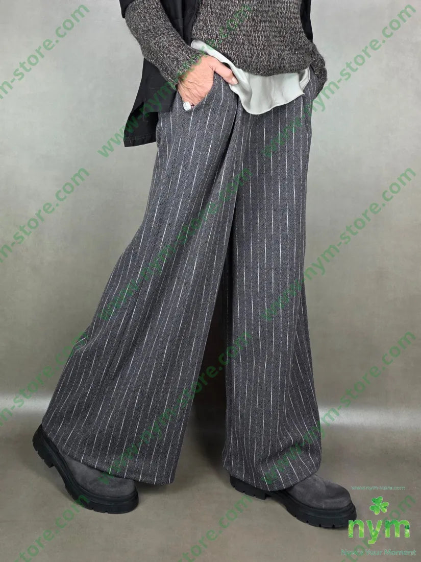 pantalone palazzo tratteggiato 95pc5ea U / MARRONE / AI25 PANTALONE