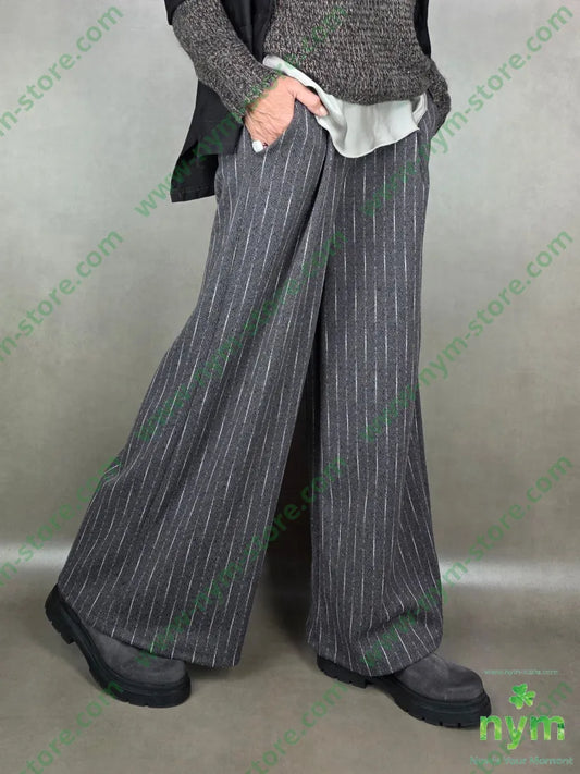 pantalone palazzo tratteggiato 95pc5ea U / MARRONE / AI25 PANTALONE