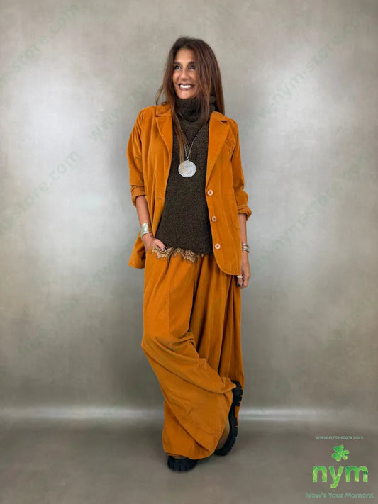 pantalone palazzo velluto millerighe 100co - PANTALONE