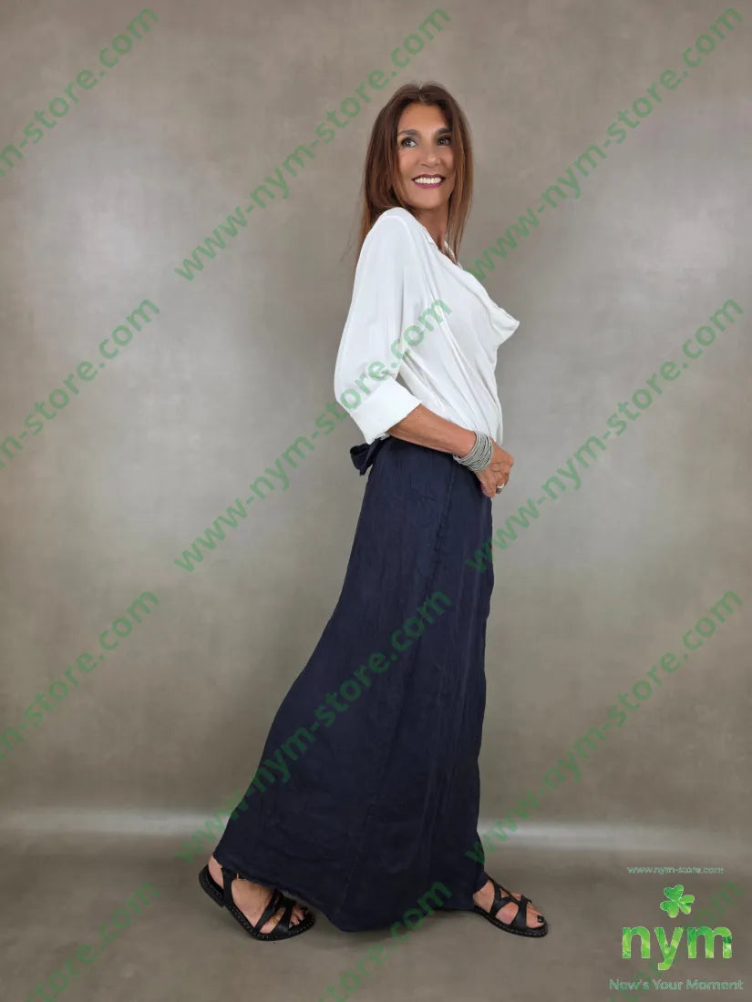 pantalone pareo puro lino 100li - U / BLU / PE26 - PANTALONE