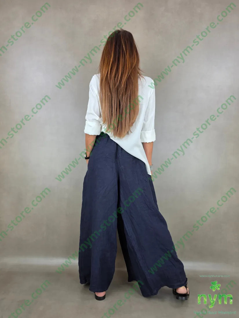pantalone pareo puro lino 100li - U / BLU / PE26 - PANTALONE