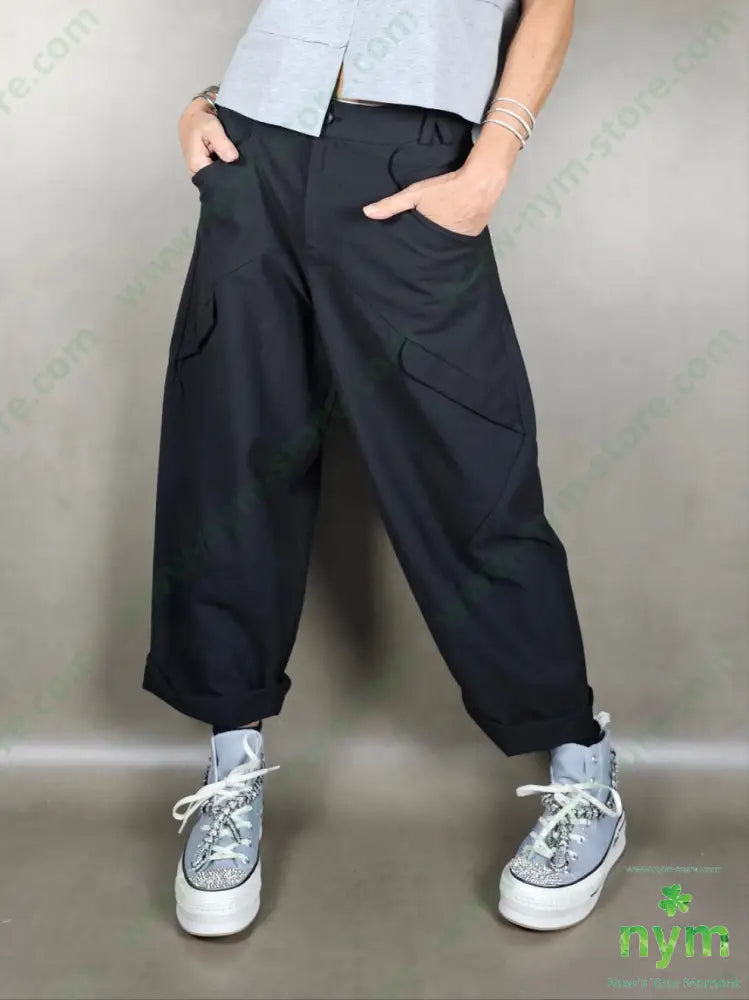 pantalone passanti incrociati 81vi13pa6co U / NERO / PE25 PANTALONE