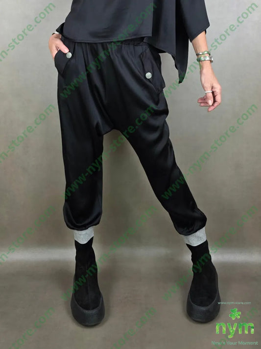 pantalone polsino lurex 96vi4ea 1 / NERO / PE26 PANTALONE